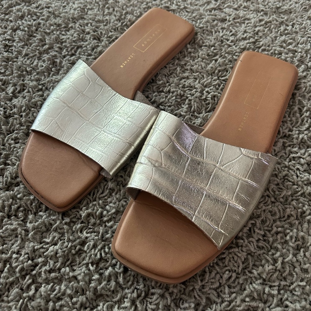 Topshop Gold Leather Sandals